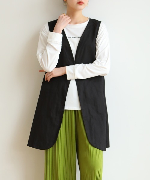 maison de LATIR（メゾンドラティール）の「ノーカラーVネックロングベスト（ベスト・レディース・ブラック/グレー・L/XL/M）」の16枚目の写真