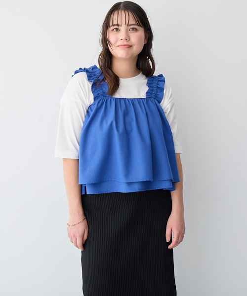 anyfee（エニフィー）の「【anyfee/プラスサイズ】肩ギャザーフレアキャミブラウス（キャミソール・レディース・レッド/ブルー/グレー・3L/LL/5L/4L）」の13枚目の写真