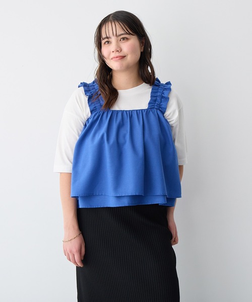 anyfee（エニフィー）の「【anyfee/プラスサイズ】肩ギャザーフレアキャミブラウス（キャミソール・レディース・レッド/ブルー/グレー・3L/LL/5L/4L）」の15枚目の写真