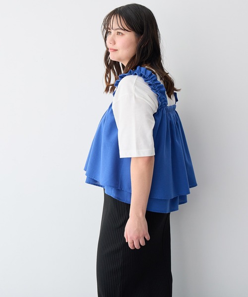 anyfee（エニフィー）の「【anyfee/プラスサイズ】肩ギャザーフレアキャミブラウス（キャミソール・レディース・レッド/ブルー/グレー・3L/LL/5L/4L）」の17枚目の写真