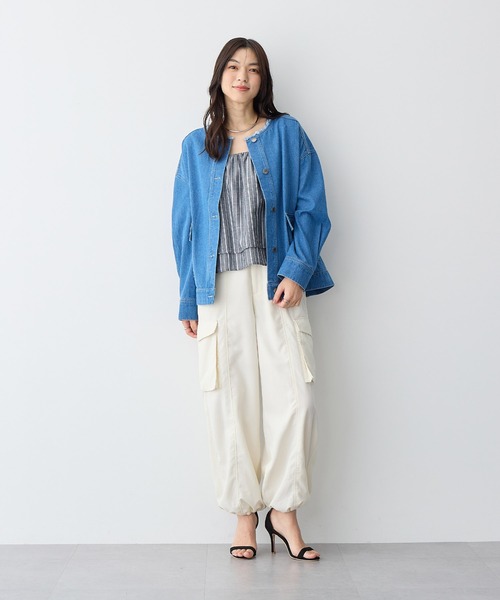 anyfee（エニフィー）の「【anyfee/プラスサイズ】肩ギャザーフレアキャミブラウス（キャミソール・レディース・レッド/ブルー/グレー・3L/LL/5L/4L）」の19枚目の写真