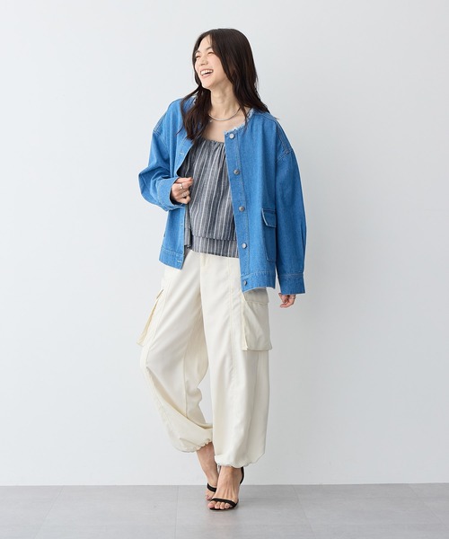 anyfee（エニフィー）の「【anyfee/プラスサイズ】肩ギャザーフレアキャミブラウス（キャミソール・レディース・レッド/ブルー/グレー・3L/LL/5L/4L）」の21枚目の写真