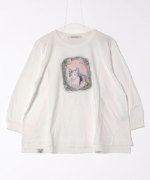 SUPER　HAKKA×庄島歩音30／－天竺「Cats　portrait」プリント＋ハンドステッチ刺繍ロングスリーブカットソー