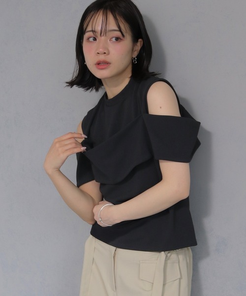 cheriella】カットジョーゼットオフショルデザイントップス（T