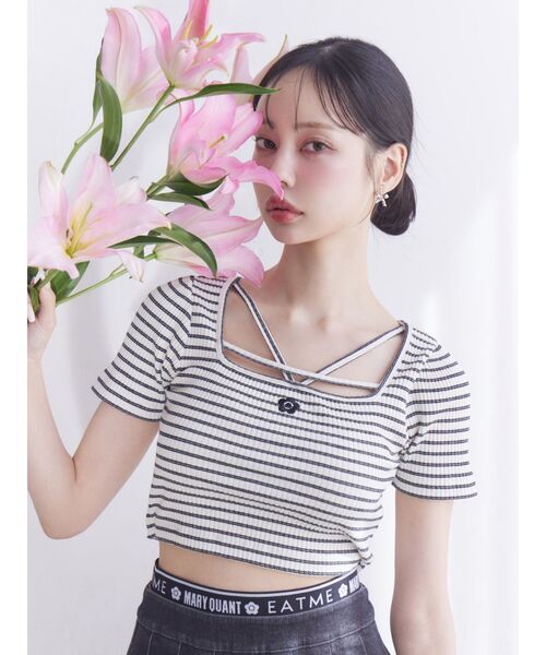 EATME（イートミー）の「【EATME×MARY QUANT】デコルテデザインリブTOP（Tシャツ/カットソー・レディース・イエロー/ライトブルー/オフホワイト/その他1・FREE）」の4枚目の写真