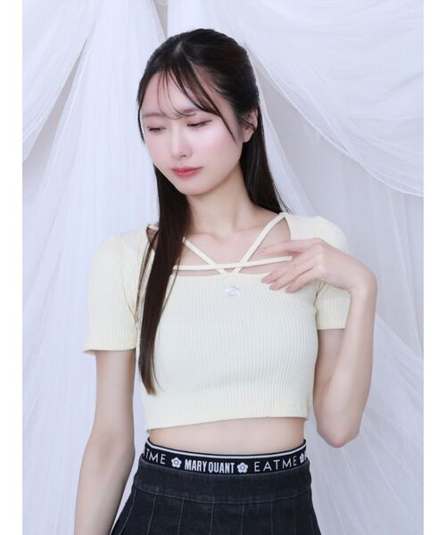 MARY QUANT EATME デコルテデザインリブTOPS EATME イートミー マリークワント【EATME×MARY QUANT】デコルテ