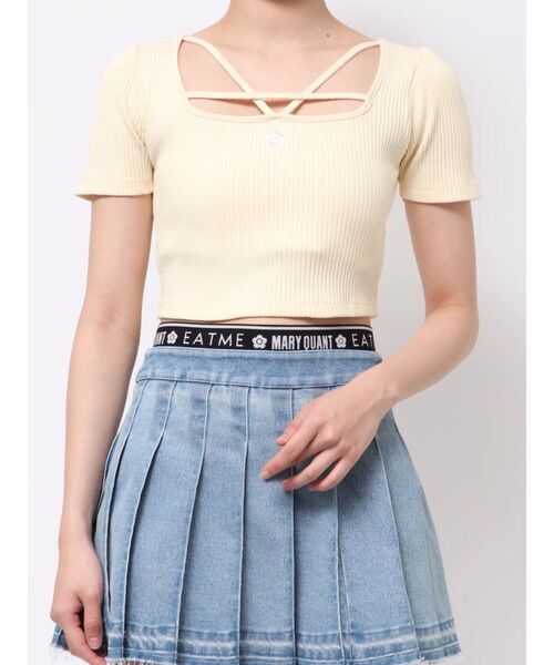 MARY QUANT EATME デコルテデザインリブTOPS EATME イートミー マリークワント【EATME×MARY QUANT】デコルテ
