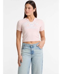 GUESS JEANS Ss Notch Neck Baby Tee 半袖Tシャツ レディース