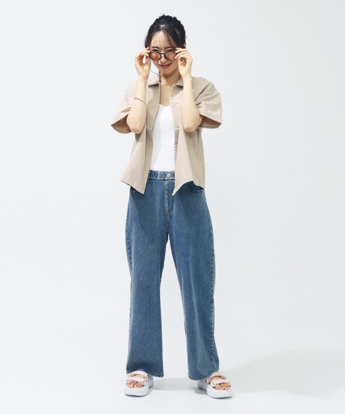 adidas（アディダス）の「【別注】アディダス adidas W LUX CA COLLARシャツ AP 限定コラボ（Tシャツ/カットソー・レディース・グリーン/スモークピンク・S/M/L/XL）」の9枚目の写真