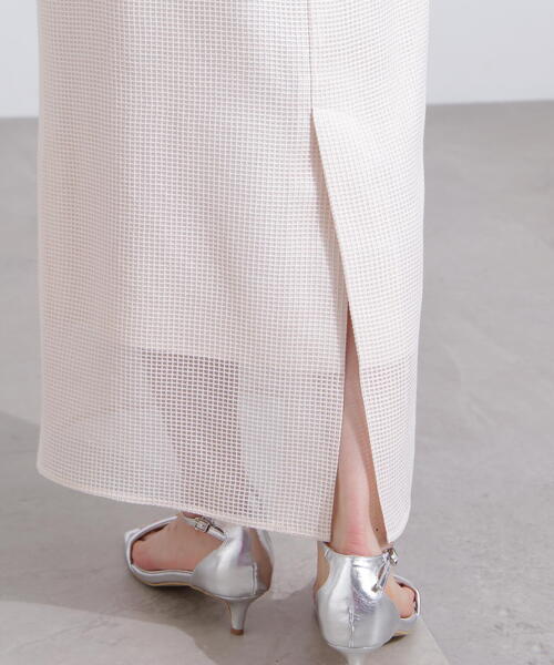 N.（N. Natural Beauty Basic）（エヌエヌナチュラルビューティーベーシック）の「【PS/低身長サイズ】メッシュチェックナロースカート（スカート・レディース・ブラック/ホワイト系その他・MEDIUM/PS）」の7枚目の写真