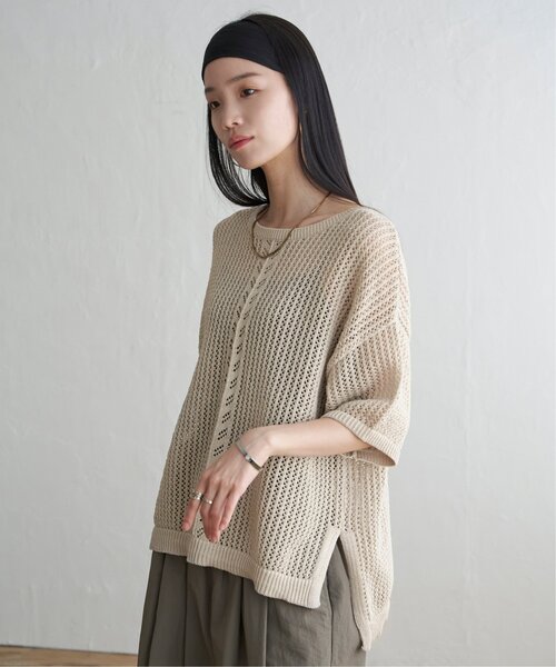 LBC(エルビーシー)の「透かし柄ラインメッシュニット(ニット/セーター・レディース・ミント/ベージュ・M)」の18枚目の写真