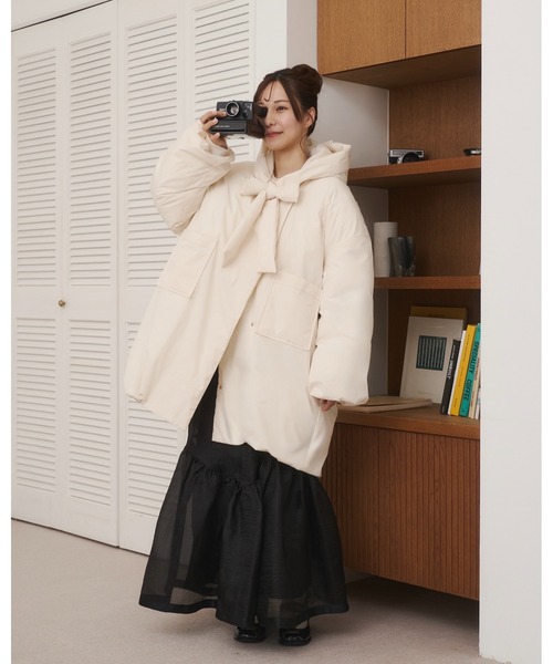 セール】取り外しフード付き中綿ダウンコート（ブルゾン）｜moi tytto
