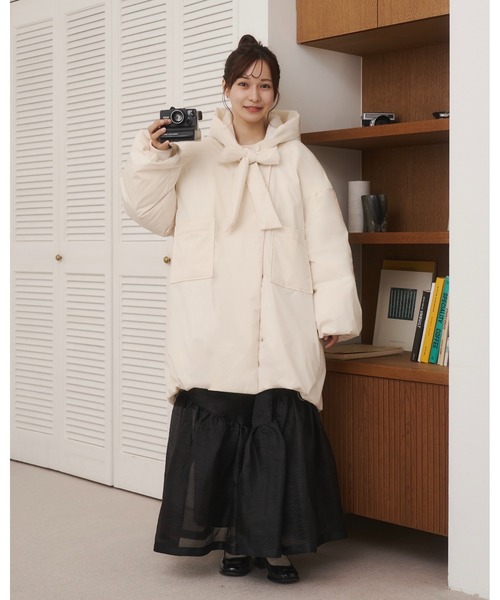 取り外しフード付き中綿ダウンコート（ブルゾン）｜moi tytto