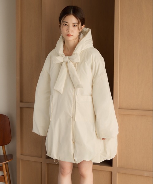 取り外しフード付き中綿ダウンコート（ブルゾン）｜moi tytto