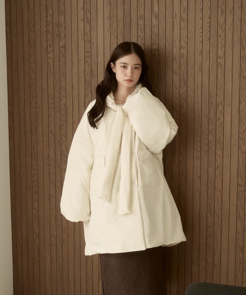 取り外しフード付き中綿ダウンコート（ブルゾン）｜moi tytto