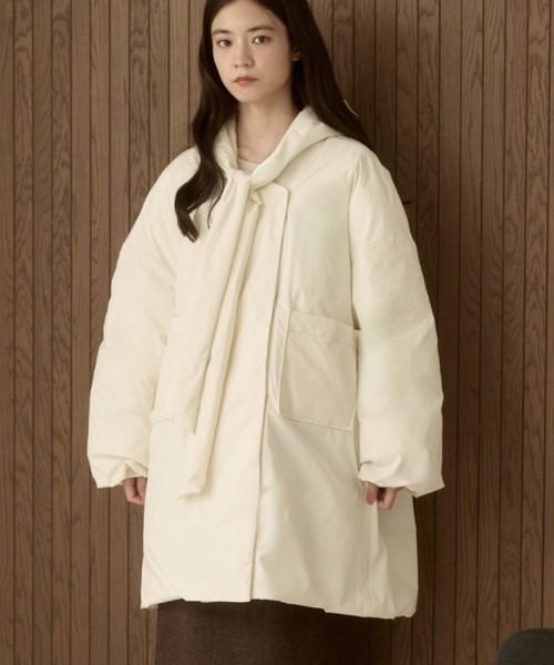 moi tytto（モイテュット）の「取り外しフード付き中綿ダウンコート（ブルゾン・レディース・ブラック/ナチュラル/ブラウン/グレイッシュベージュ・SMALL/FREE）」の13枚目の写真