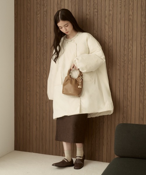 取り外しフード付き中綿ダウンコート（ブルゾン）｜moi tytto