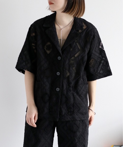 ブラウス シャツ 「セットアップ対応」コットンレース刺繍ジャケット レディース セール】〈セットアップ対応〉コットンレース刺繍ジャケット