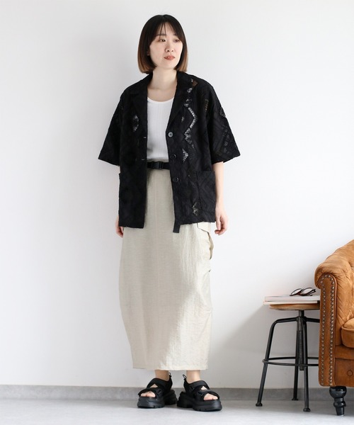 cepo（セポ）の「〈セットアップ対応〉コットンレース刺繍ジャケット（シャツ/ブラウス・レディース・ブラック/オフホワイト・M）」の11枚目の写真