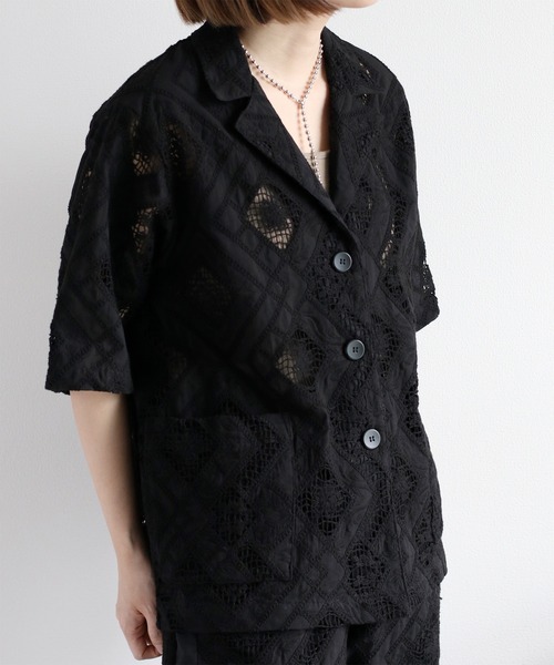cepo（セポ）の「〈セットアップ対応〉コットンレース刺繍ジャケット（シャツ/ブラウス・レディース・ブラック/オフホワイト・M）」の16枚目の写真