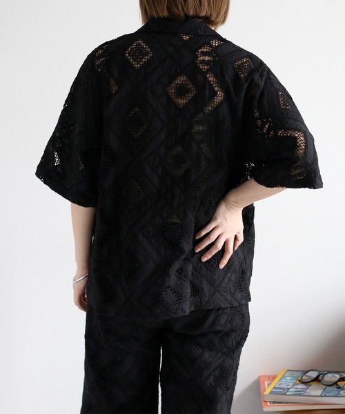 cepo（セポ）の「〈セットアップ対応〉コットンレース刺繍ジャケット（シャツ/ブラウス・レディース・ブラック/オフホワイト・M）」の14枚目の写真