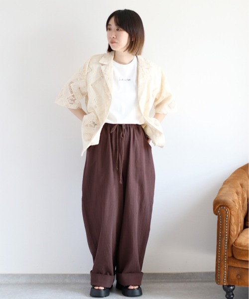 cepo（セポ）の「〈セットアップ対応〉コットンレース刺繍ジャケット（シャツ/ブラウス・レディース・ブラック/オフホワイト・M）」の3枚目の写真