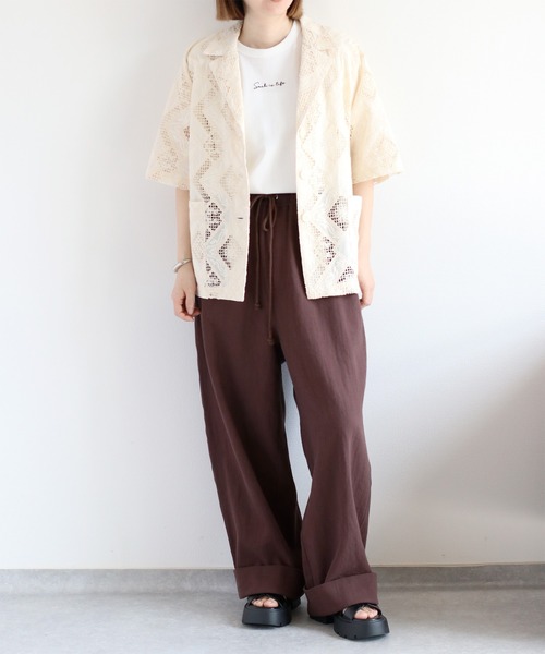 cepo（セポ）の「〈セットアップ対応〉コットンレース刺繍ジャケット（シャツ/ブラウス・レディース・ブラック/オフホワイト・M）」の4枚目の写真