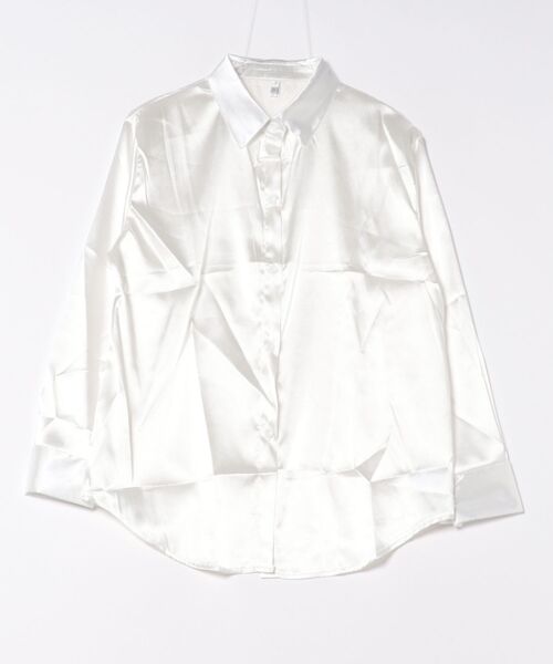 STYLEBLOCK(スタイルブロック)の「サテンシャツ(シャツ/ブラウス・レディース・パープル/ライトパープル/シャンパン/ネイビー/ライトグリーン/レッド/ブラック/ホワイト/グレー・2XL/M)」の11枚目の写真