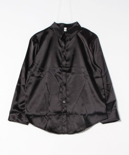 STYLEBLOCK(スタイルブロック)の「サテンシャツ(シャツ/ブラウス・レディース・パープル/ライトパープル/シャンパン/ネイビー/ライトグリーン/レッド/ブラック/ホワイト/グレー・2XL/M)」の12枚目の写真