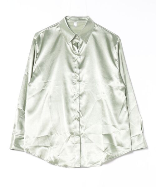 STYLEBLOCK(スタイルブロック)の「サテンシャツ(シャツ/ブラウス・レディース・パープル/ライトパープル/シャンパン/ネイビー/ライトグリーン/レッド/ブラック/ホワイト/グレー・2XL/M)」の14枚目の写真