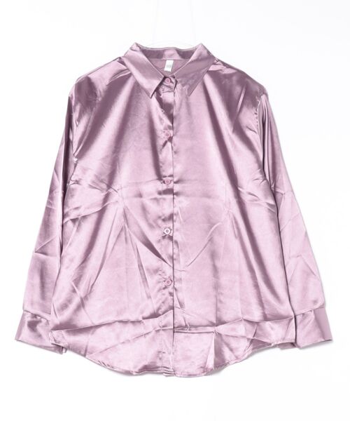 STYLEBLOCK(スタイルブロック)の「サテンシャツ(シャツ/ブラウス・レディース・パープル/ライトパープル/シャンパン/ネイビー/ライトグリーン/レッド/ブラック/ホワイト/グレー・2XL/M)」の16枚目の写真