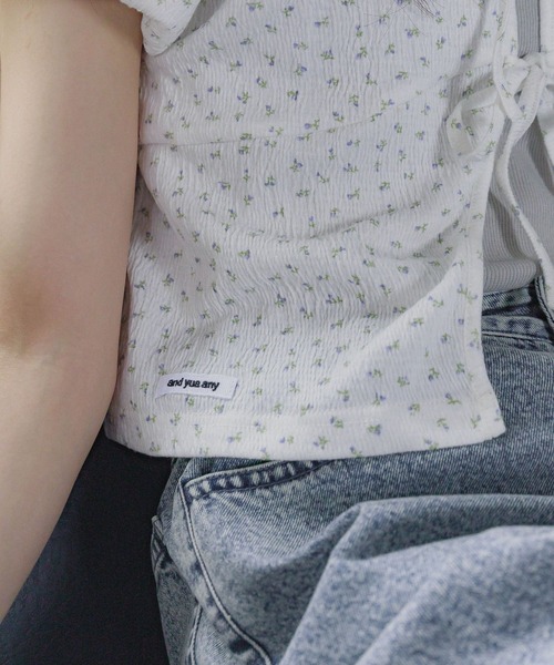 GLOBAL WORK（グローバルワーク）の「フラワーパフスリーブT/AND YUA ANY/420787（Tシャツ/カットソー・キッズ・レッド/ホワイト×ブルー・FREE）」の11枚目の写真