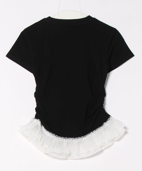 SUWDEE(スーディー)の「hem lace side gather t-shirt(Tシャツ/カットソー・レディース・グレー/ブラック/ホワイト・FREE)」の4枚目の写真