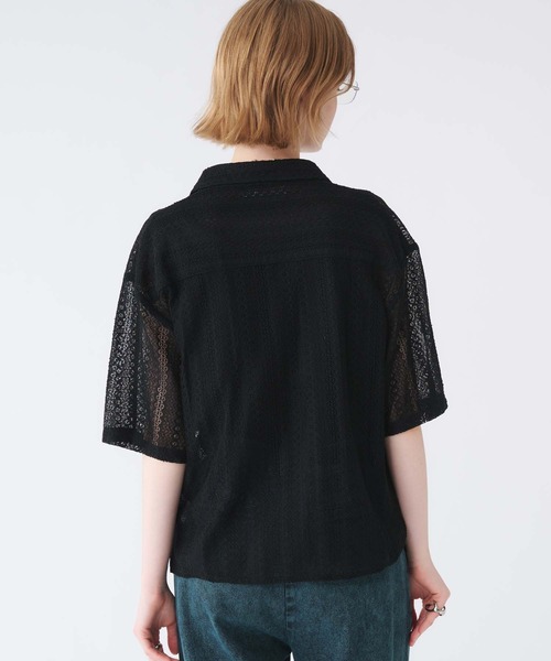 LACE SHEER REGULAR COLLAR SHIRT/レースシアーレギュラーカラー