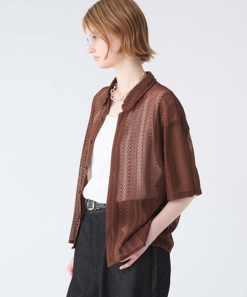 SELLE GLANT(セレグランテ)の「LACE SHEER REGULAR COLLAR SHIRT/レースシアーレギュラーカラーシャツ(シャツ/ブラウス・メンズ・アイボリー/ブラック/ダークブラウン・SMALL/MEDIUM/LARGE)」の21枚目の写真