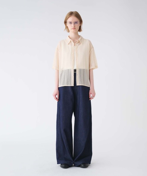 SELLE GLANT(セレグランテ)の「LACE SHEER REGULAR COLLAR SHIRT/レースシアーレギュラーカラーシャツ(シャツ/ブラウス・メンズ・アイボリー/ブラック/ダークブラウン・SMALL/MEDIUM/LARGE)」の11枚目の写真
