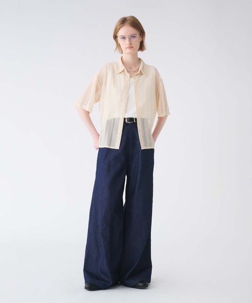 SELLE GLANT(セレグランテ)の「LACE SHEER REGULAR COLLAR SHIRT/レースシアーレギュラーカラーシャツ(シャツ/ブラウス・メンズ・アイボリー/ブラック/ダークブラウン・SMALL/MEDIUM/LARGE)」の13枚目の写真