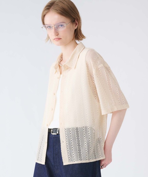 SELLE GLANT(セレグランテ)の「LACE SHEER REGULAR COLLAR SHIRT/レースシアーレギュラーカラーシャツ(シャツ/ブラウス・メンズ・アイボリー/ブラック/ダークブラウン・SMALL/MEDIUM/LARGE)」の7枚目の写真