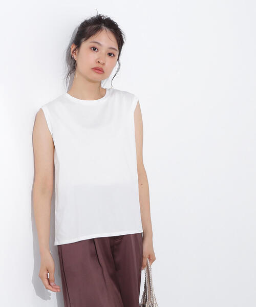 N.（N. Natural Beauty Basic）（エヌエヌナチュラルビューティーベーシック）の「メタルプレートノースリーブカットソー（タンクトップ・レディース・ダークブラウン/オフホワイト/杢グレー/ブラック・MEDIUM）」の14枚目の写真