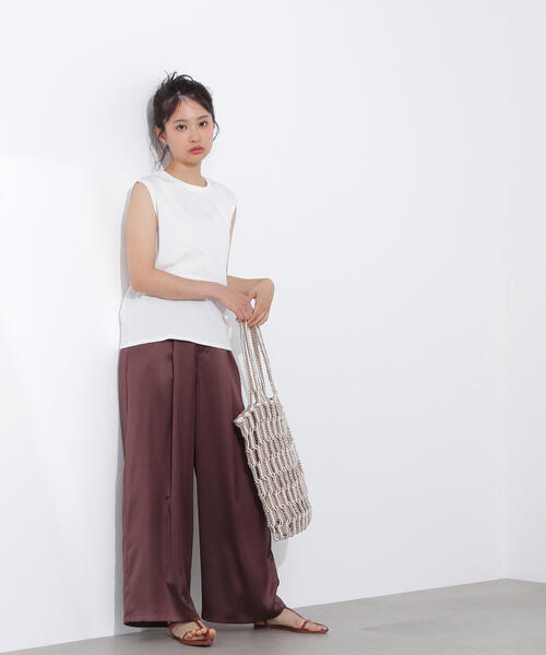 N.（N. Natural Beauty Basic）（エヌエヌナチュラルビューティーベーシック）の「メタルプレートノースリーブカットソー（タンクトップ・レディース・ダークブラウン/オフホワイト/杢グレー/ブラック・MEDIUM）」の15枚目の写真