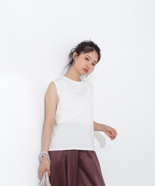 N.（N. Natural Beauty Basic）（エヌエヌナチュラルビューティーベーシック）の「メタルプレートノースリーブカットソー（タンクトップ・レディース・ダークブラウン/オフホワイト/杢グレー/ブラック・MEDIUM）」の16枚目の写真