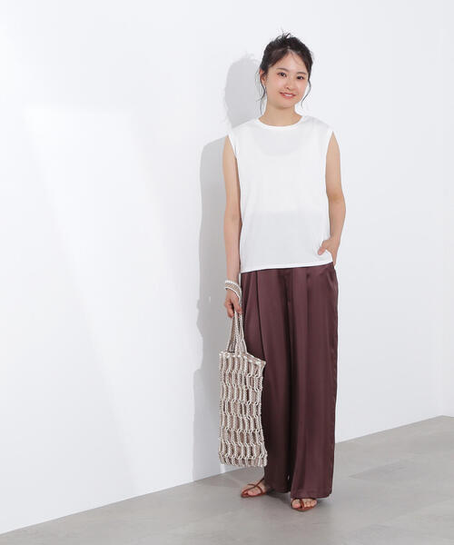 N.（N. Natural Beauty Basic）（エヌエヌナチュラルビューティーベーシック）の「メタルプレートノースリーブカットソー（タンクトップ・レディース・ダークブラウン/オフホワイト/杢グレー/ブラック・MEDIUM）」の17枚目の写真