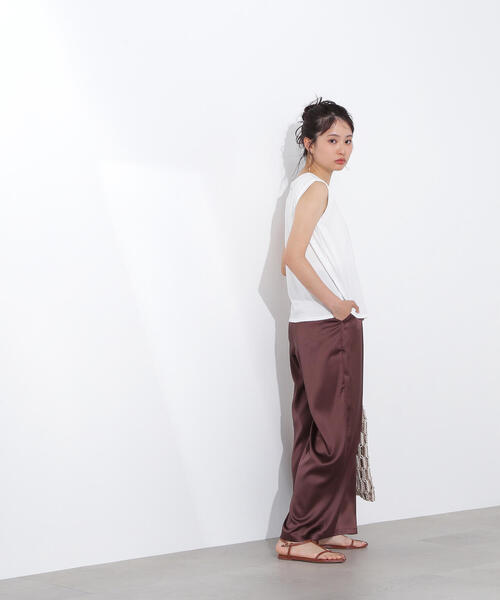 N.（N. Natural Beauty Basic）（エヌエヌナチュラルビューティーベーシック）の「メタルプレートノースリーブカットソー（タンクトップ・レディース・ダークブラウン/オフホワイト/杢グレー/ブラック・MEDIUM）」の18枚目の写真