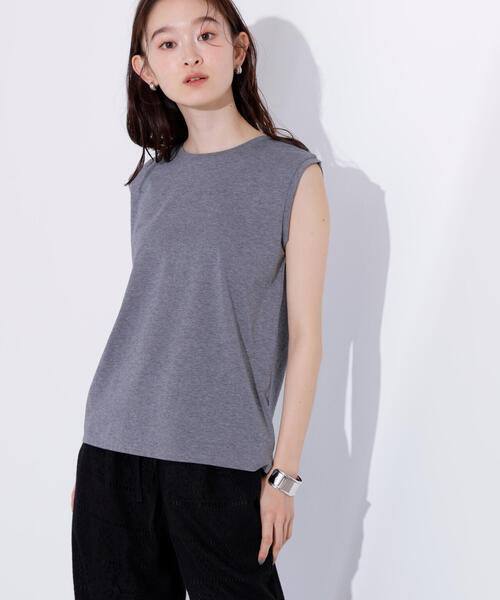 N.（N. Natural Beauty Basic）（エヌエヌナチュラルビューティーベーシック）の「メタルプレートノースリーブカットソー（タンクトップ・レディース・ダークブラウン/オフホワイト/杢グレー/ブラック・MEDIUM）」の3枚目の写真