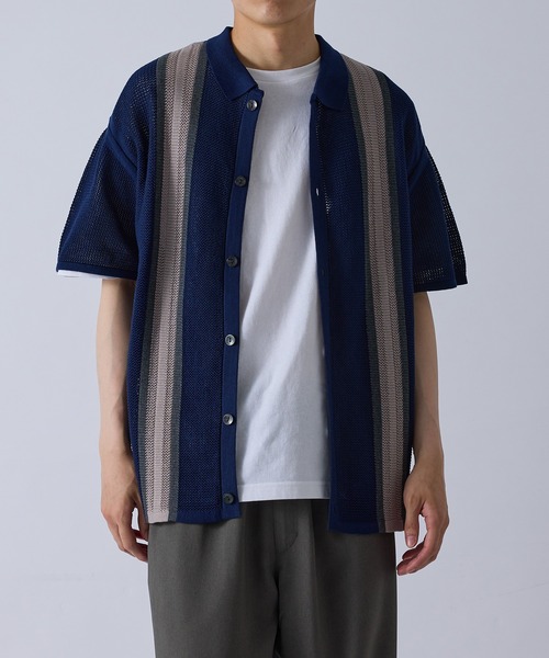 LE CERCLE par rope'(ルセルクルパーロペ)の「メッシュニットポロカラーシャツ(ポロシャツ・メンズ・グリーン/ベージュ/ネイビー・M/L/LL)」の13枚目の写真