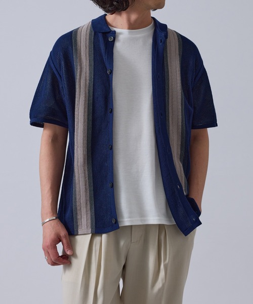 LE CERCLE par rope'(ルセルクルパーロペ)の「メッシュニットポロカラーシャツ(ポロシャツ・メンズ・グリーン/ベージュ/ネイビー・M/L/LL)」の20枚目の写真