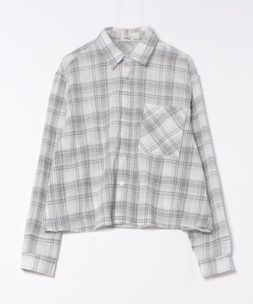 Chikashitsu +（チカシツプラス）の「【Chikashitsu +】cropped linen check shirt / 【チカシツプラス】クロップドリネンチェック長袖シャツ（シャツ/ブラウス・メンズ・ホワイト/ブラック/ネイビー・ONE SIZE）」の22枚目の写真