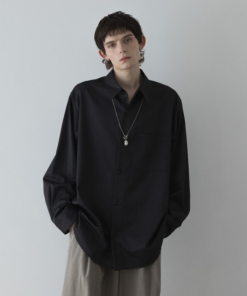loose basic oversize shirt - TR wool / ルーズベーシックオーバー