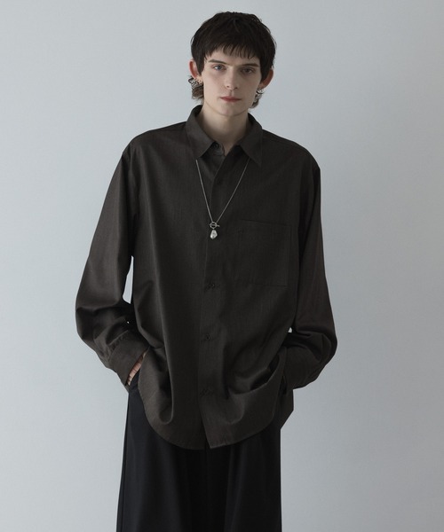 remer(リメール)の「loose basic oversize shirt - TR wool / ルーズベーシックオーバーサイズシャツ - TRウール(シャツ/ブラウス・メンズ・ブラック/ブラウン/グレー系その他・SMALL/LARGE/X-SMALL/MEDIUM)」の9枚目の写真