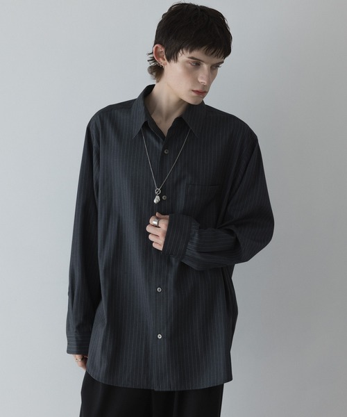 loose basic oversize shirt - TR wool / ルーズベーシックオーバー